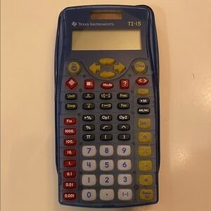 Texas Instruments TI-15 Blue and Yellow Calculator